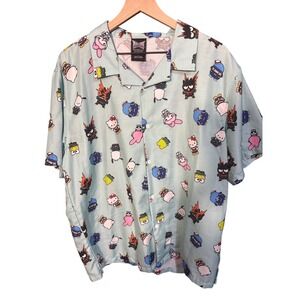 Hyther Academia My Hero Academia Hello Kitty Anime Button Up Shirt Men's Large